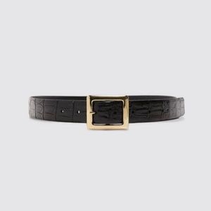Embossed Leather Black Belt